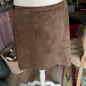 BCBG Brown Suede A-Line Skirt